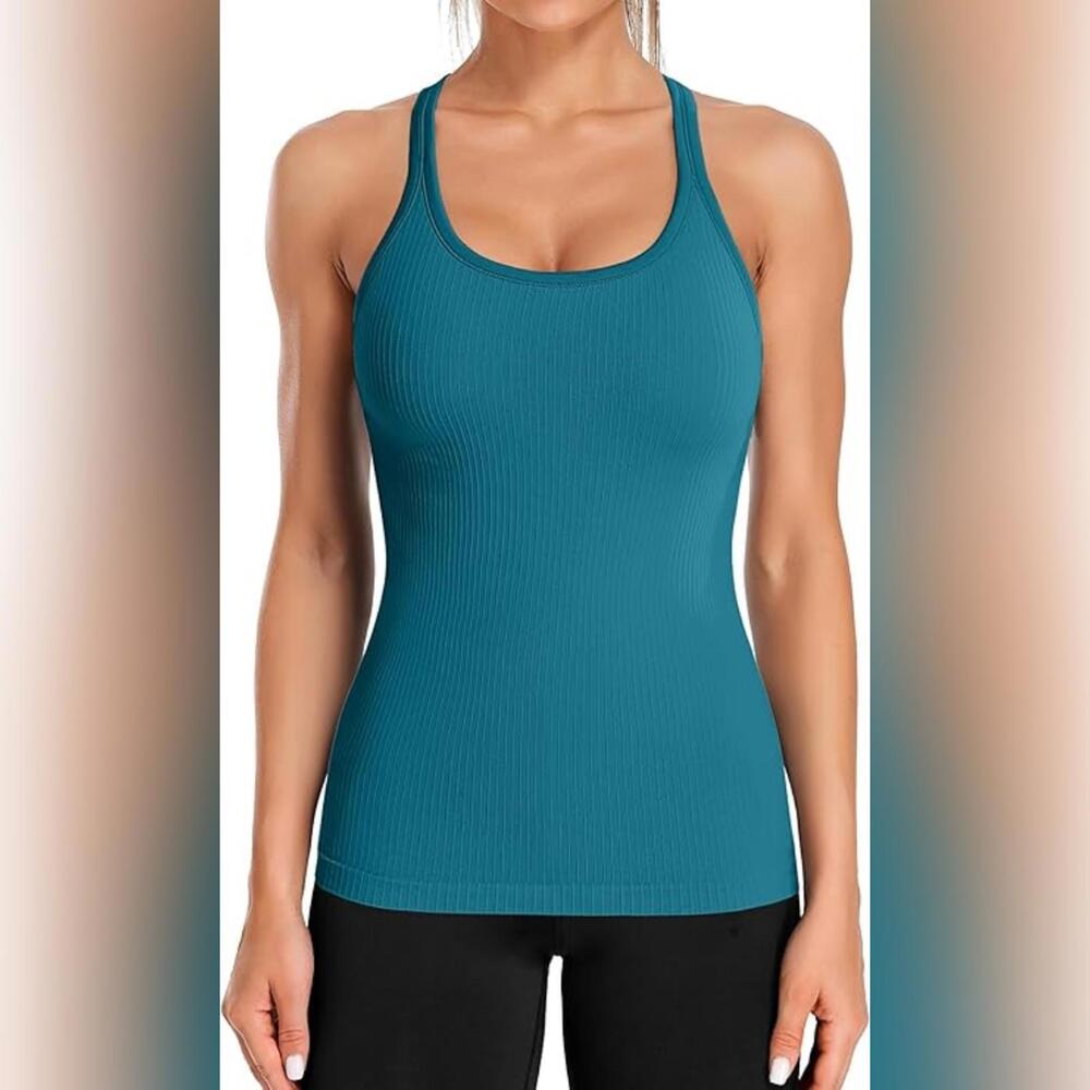NWOT ATTRACO Ribbed Workout Scoop Neck Athletic Racerback Tank Top, XL